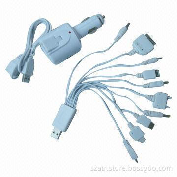 Car Home Power Partner 10-in-1 USB Charging Cable/Car/Home Chargers with 90 Degrees Rotation